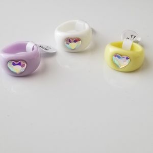 3/30 ☘️Chunky Rings for Women, Acrylic Rings with rhinestones, 3 colors, sizes 7